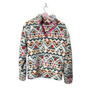 Eddie Bauer 1/4 Zip Fleece‎ Pullover Sweater Southwestern Aztec colorful